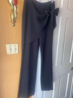 Gianni Bini Black Wide-Leg Wrap Pants with Side Tie